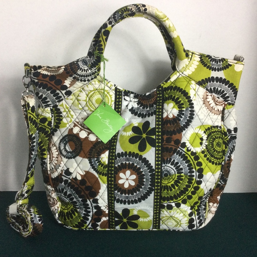 NWT VERA BRADLEY TWO WAY TOTE CROSSBODY HANDBAG IN COCOA MOSS